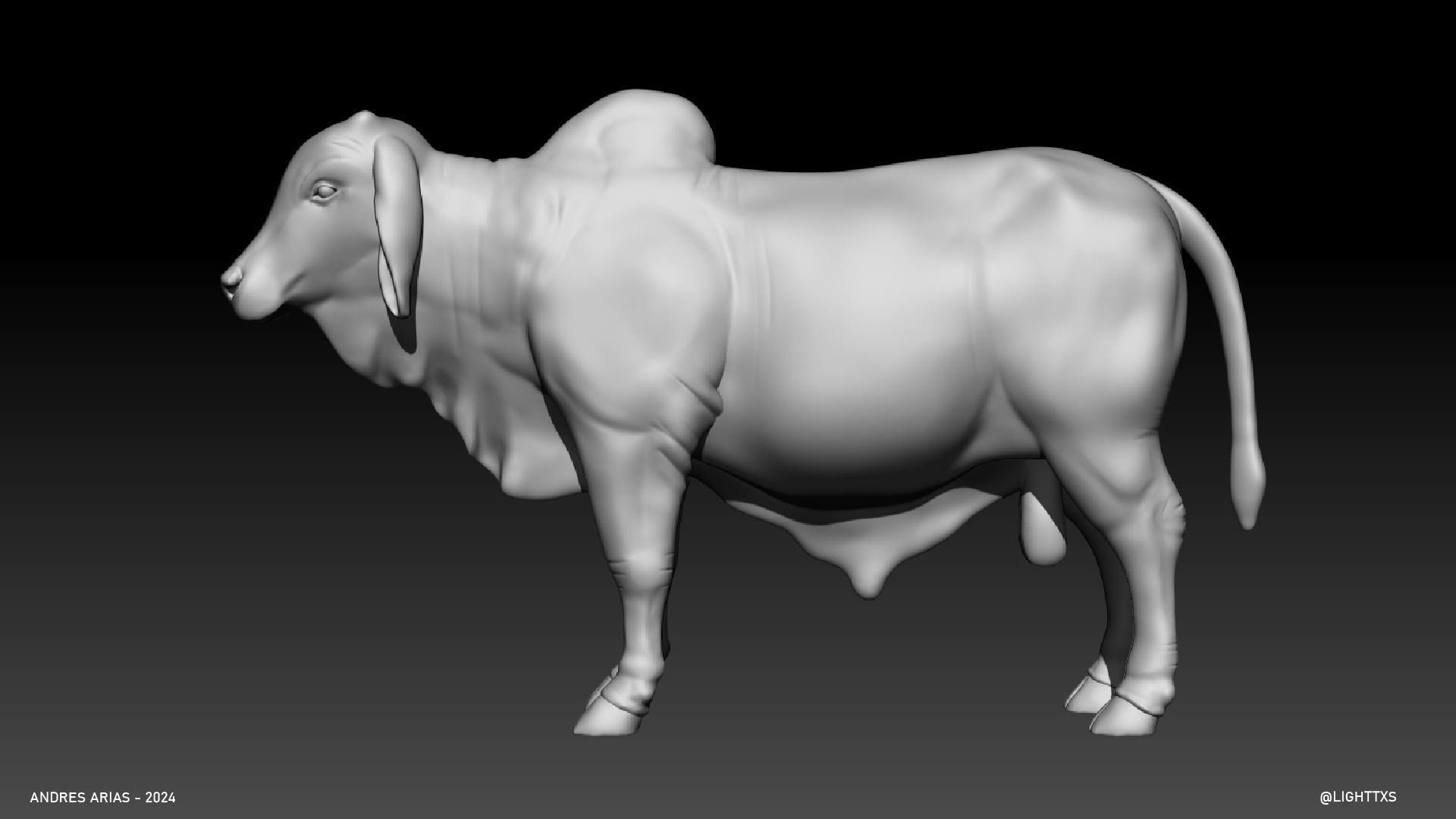 Bull - Highpoly Sculpture 3D model 3D print model_4
