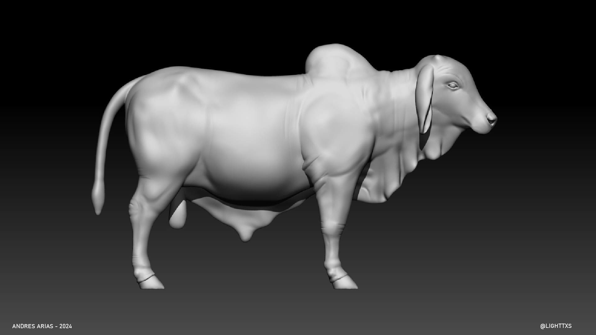 Bull - Highpoly Sculpture 3D model 3D print model_5