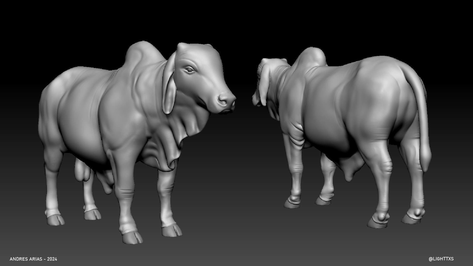 Bull - Highpoly Sculpture 3D model 3D print model_1