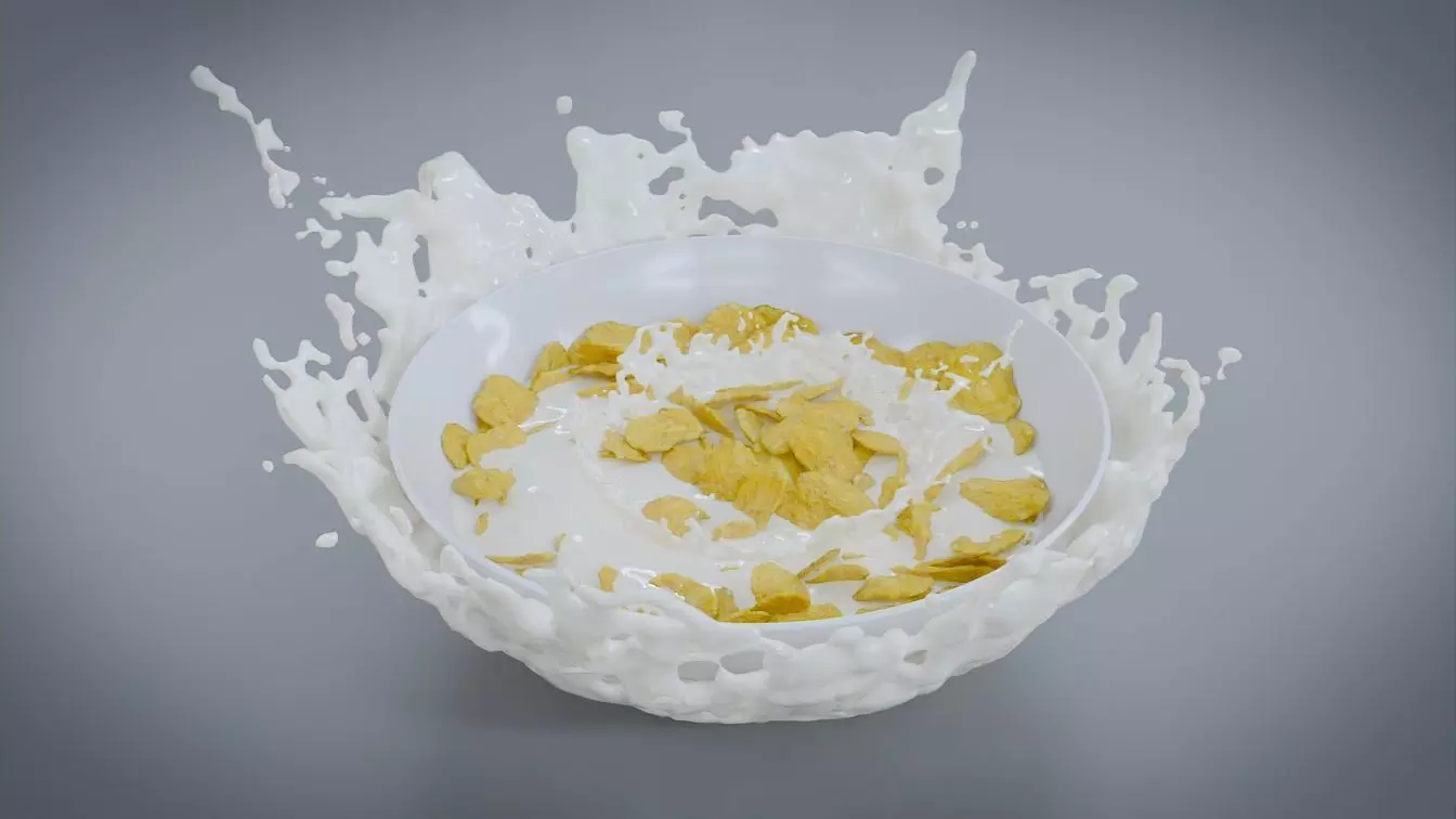 Cornflakes with Milk Low-poly 3D model_0