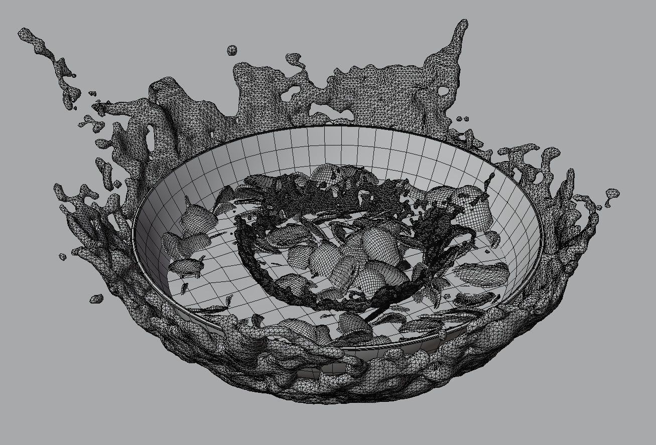 Cornflakes with Milk Low-poly 3D model_1