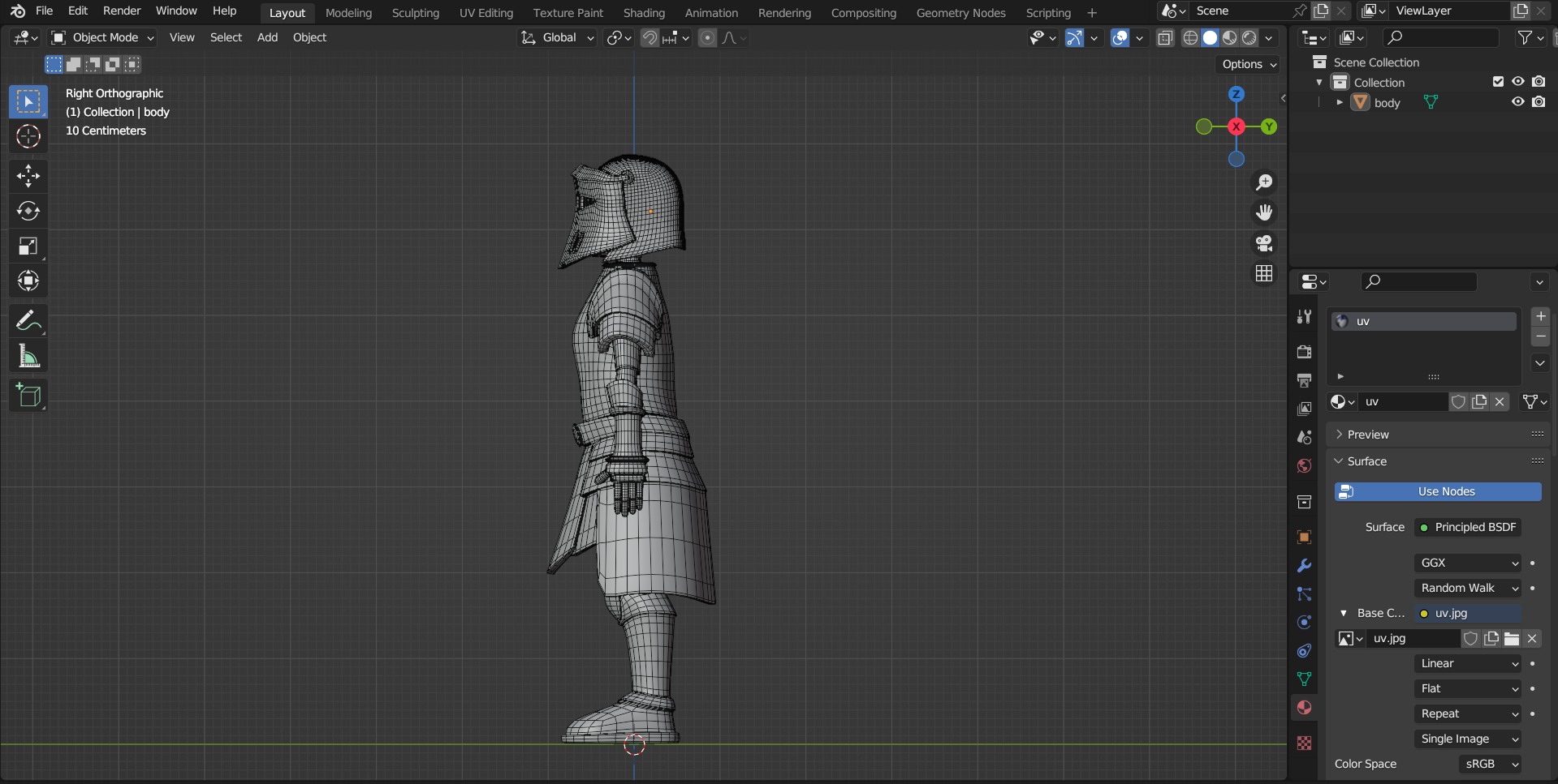 blue knight Low-poly 3D model_4