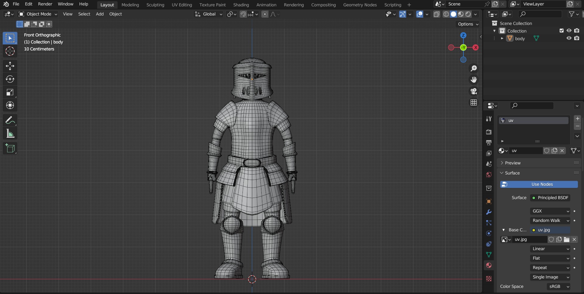 blue knight Low-poly 3D model_3