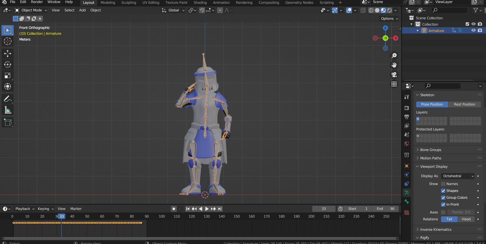 blue knight Low-poly 3D model_9