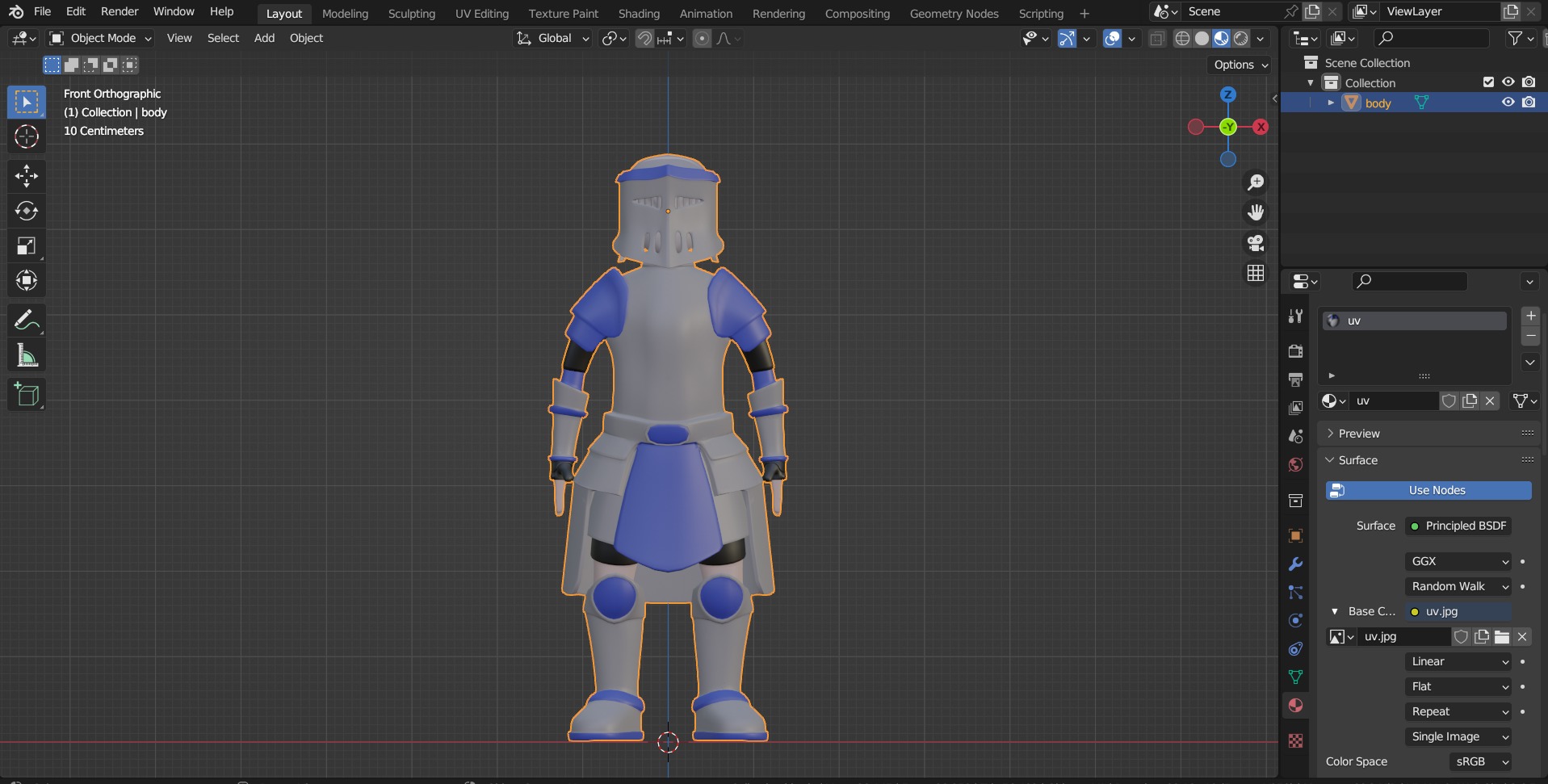 blue knight Low-poly 3D model_1