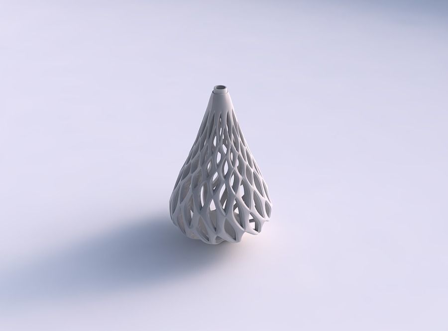 Vase twisted drop shape with smooth cuts and extruded top wid... 3D print model_0