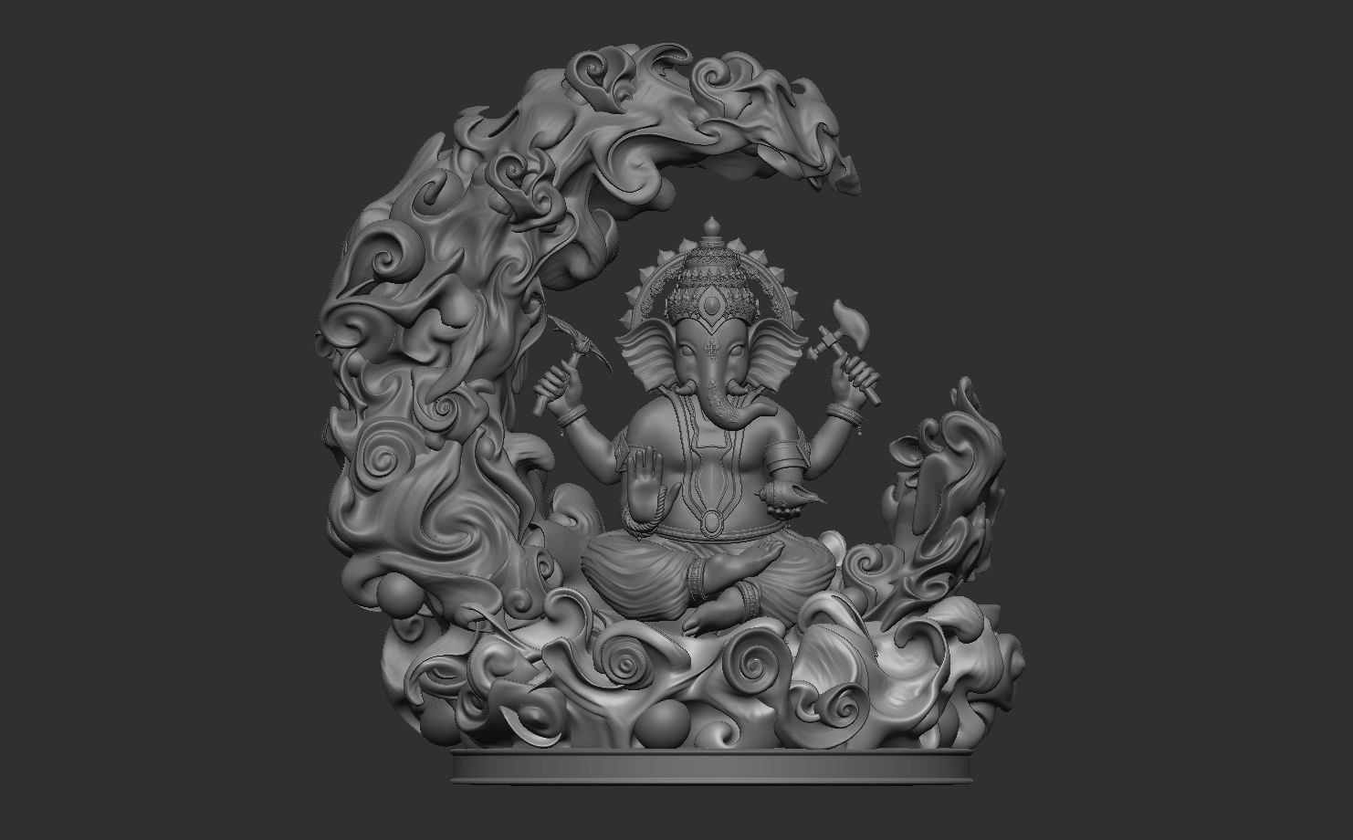 GANESHA sit on the moon 3D print model_2