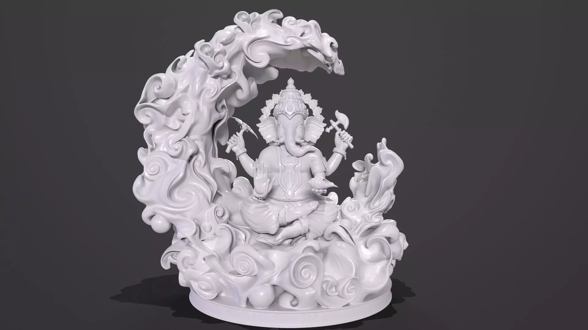 GANESHA sit on the moon 3D print model_0