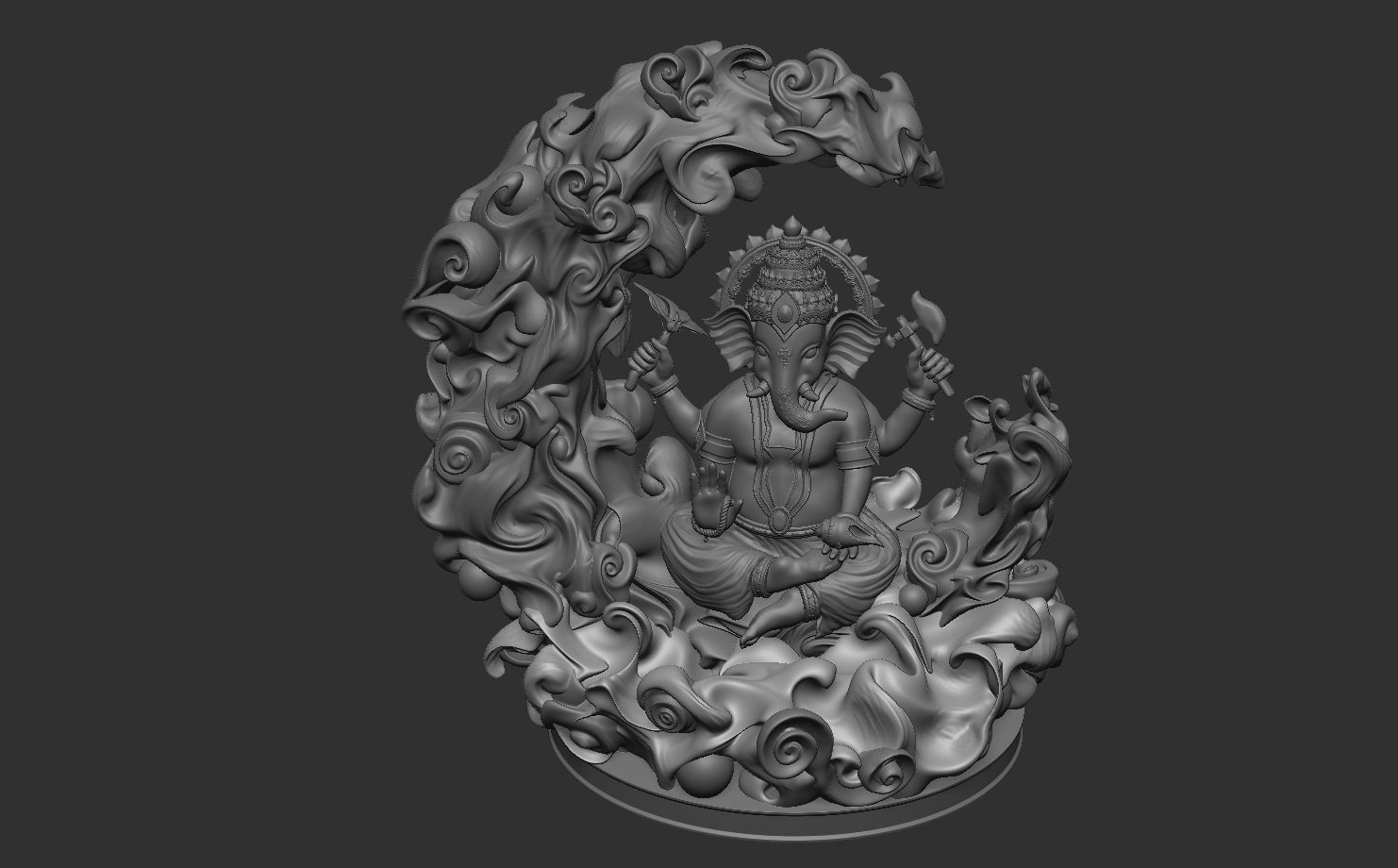 GANESHA sit on the moon 3D print model_4