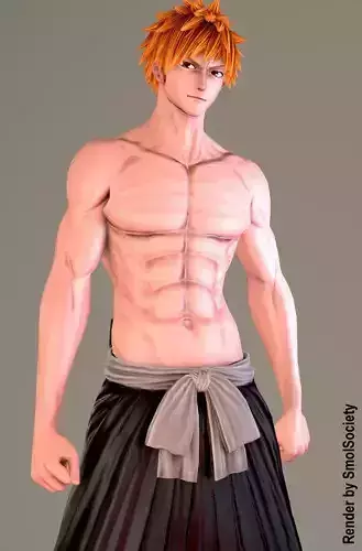 Ichigo Kurosaki - Clothes and Nude Low-poly 3D model