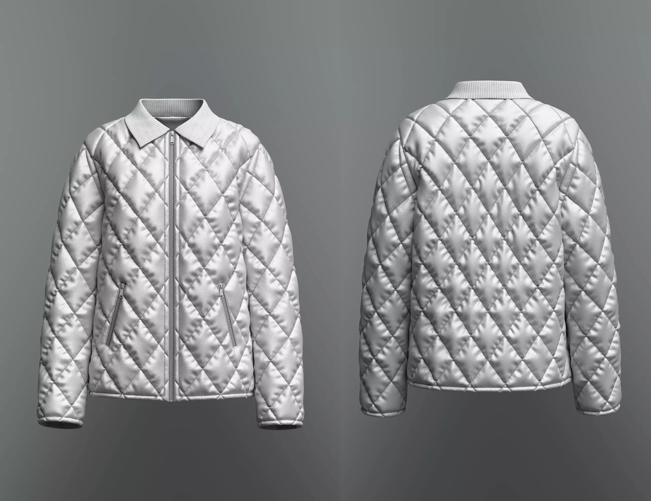 Female Quilted Jacket 3D Model 3D model