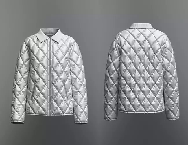 Female Quilted Jacket 3D Model