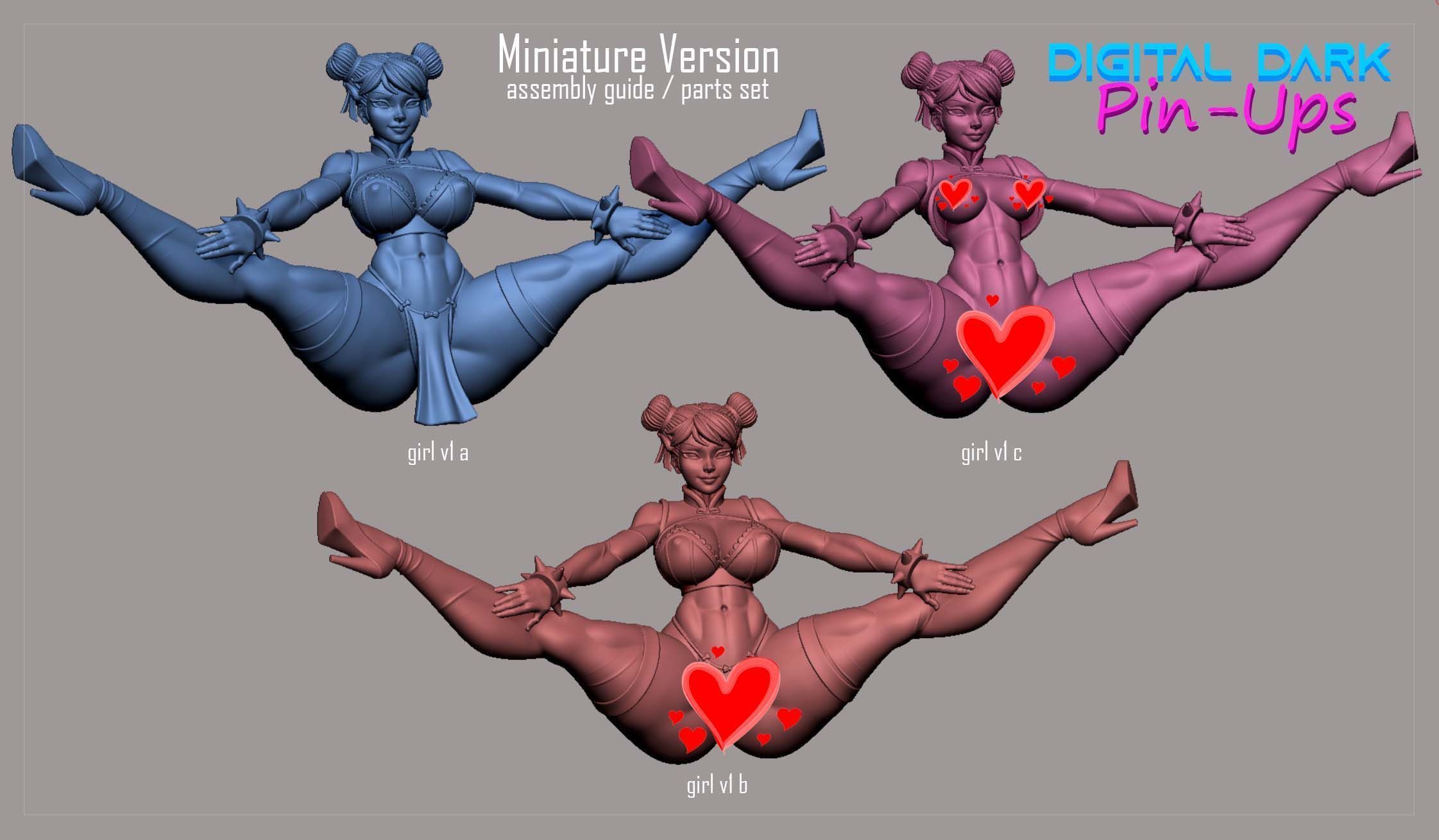 Chun Li with NSFW version and Miniatures 3D print model_16