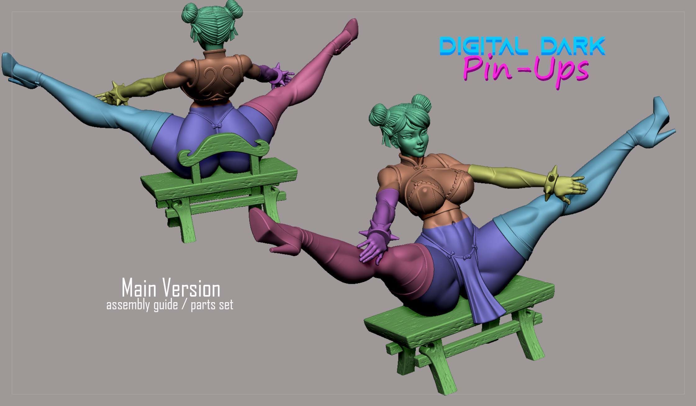 Chun Li with NSFW version and Miniatures 3D print model_13