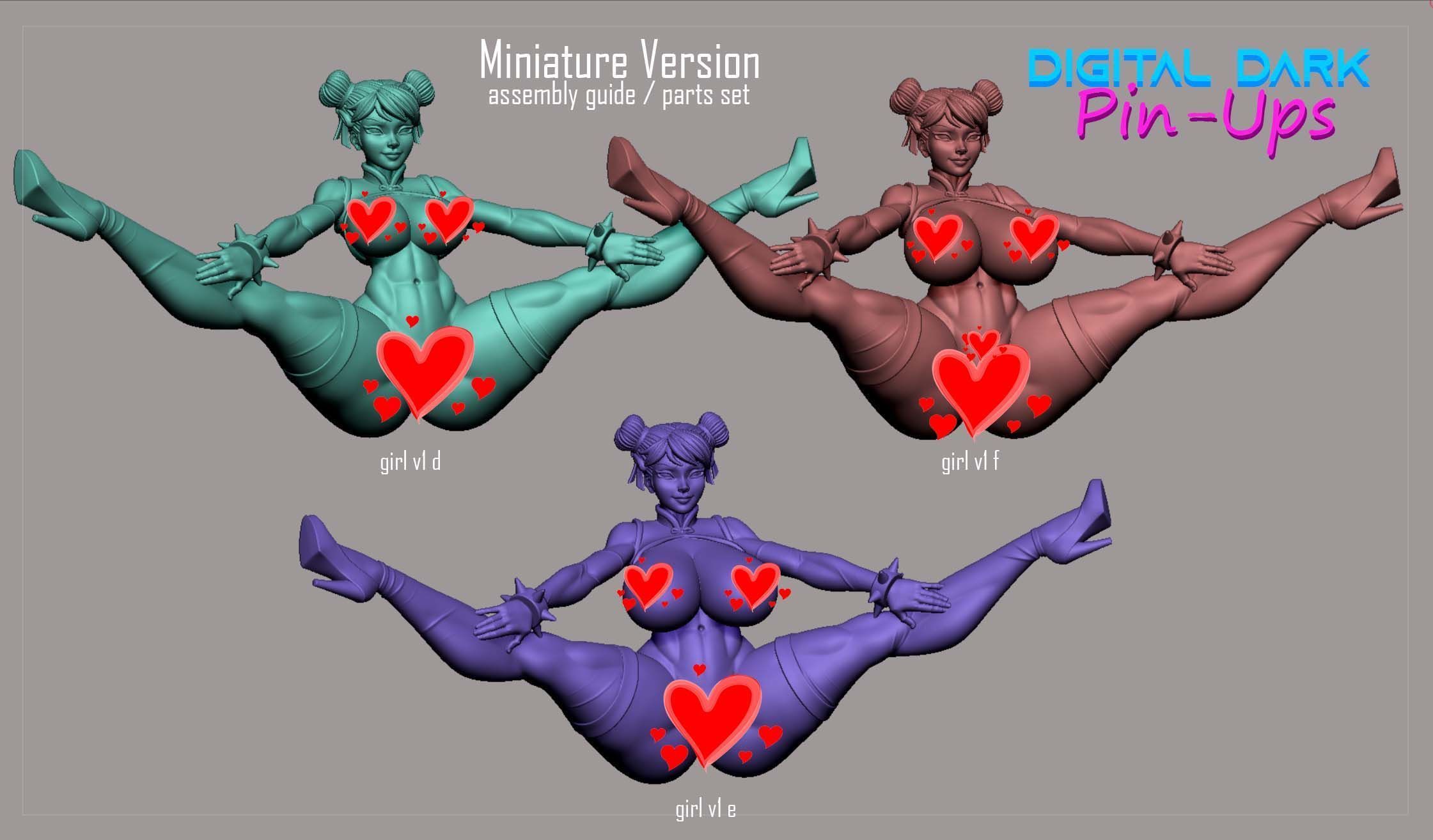 Chun Li with NSFW version and Miniatures 3D print model_17
