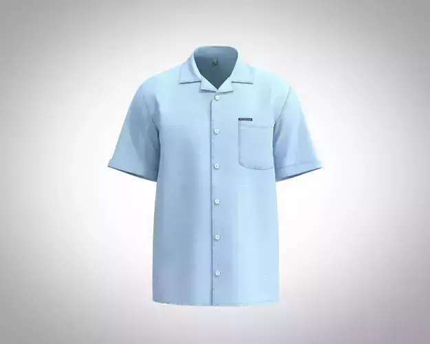 Camp Collar Linen Blend Textured Shirt