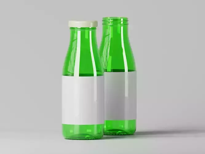 Green Juice Glass Bottle 3D Model
