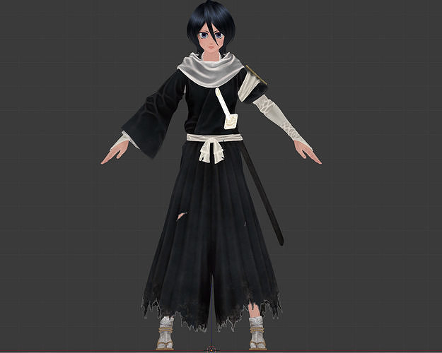 Rukia Kuchiki - Clothes and Nude Low-poly 3D model