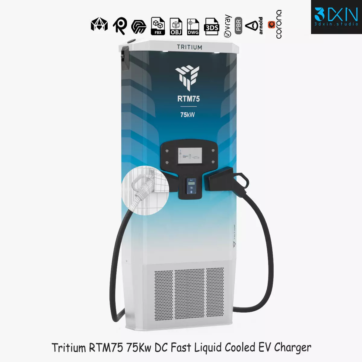 Tritium RTM75 75Kw DC Fast Liquid Cooled EV Charger 3D model_0