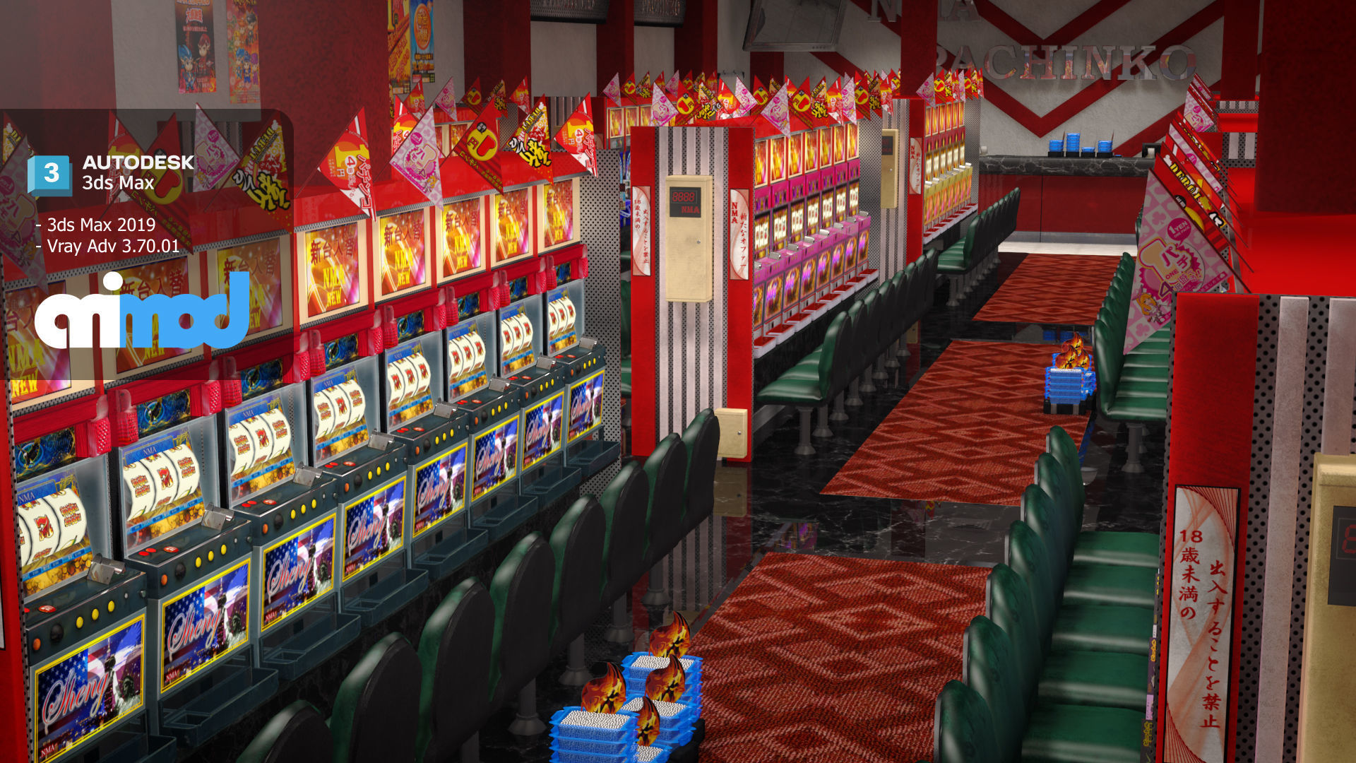 Pachinko Game Center 3D model_1