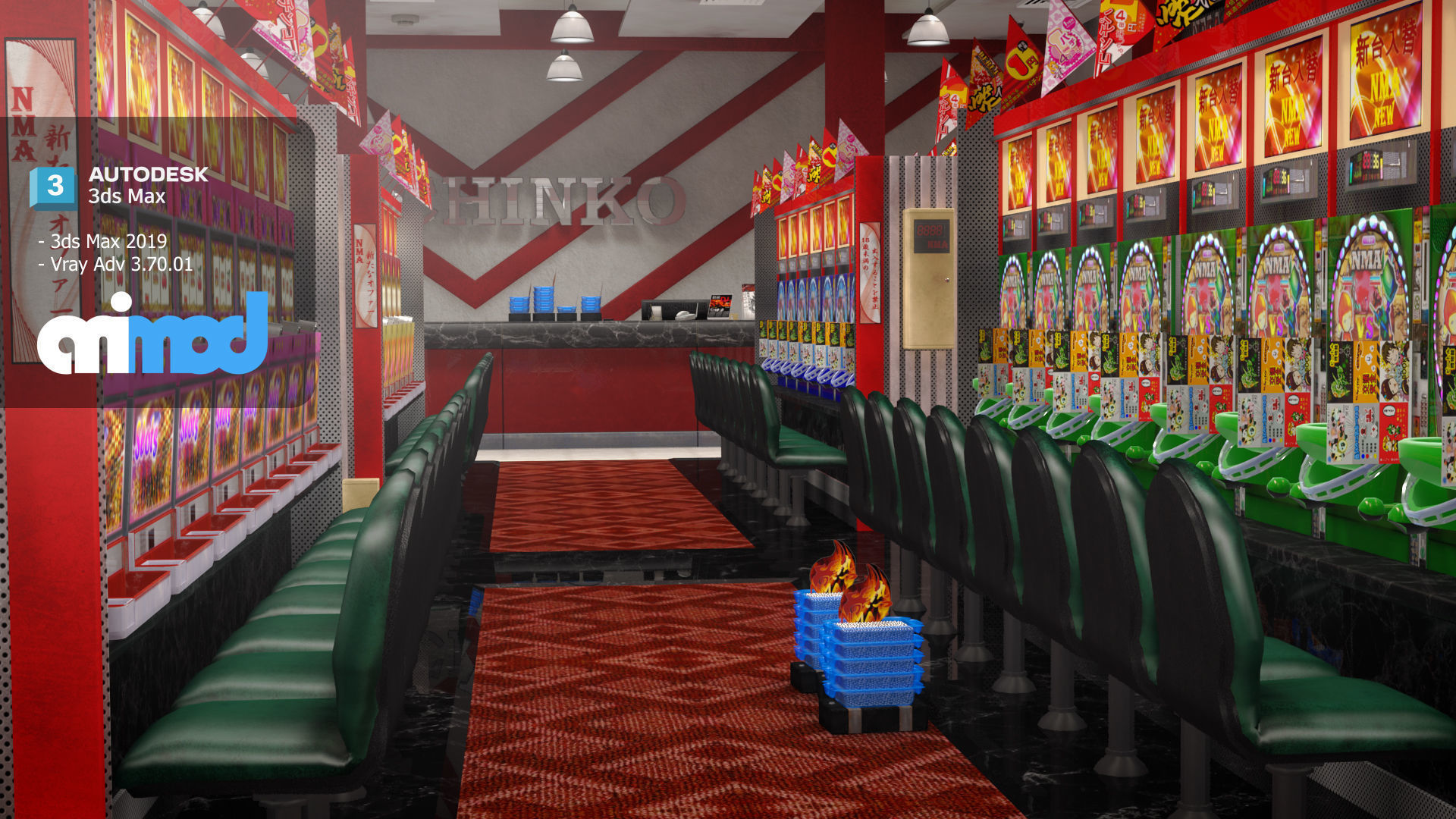 Pachinko Game Center 3D model_2