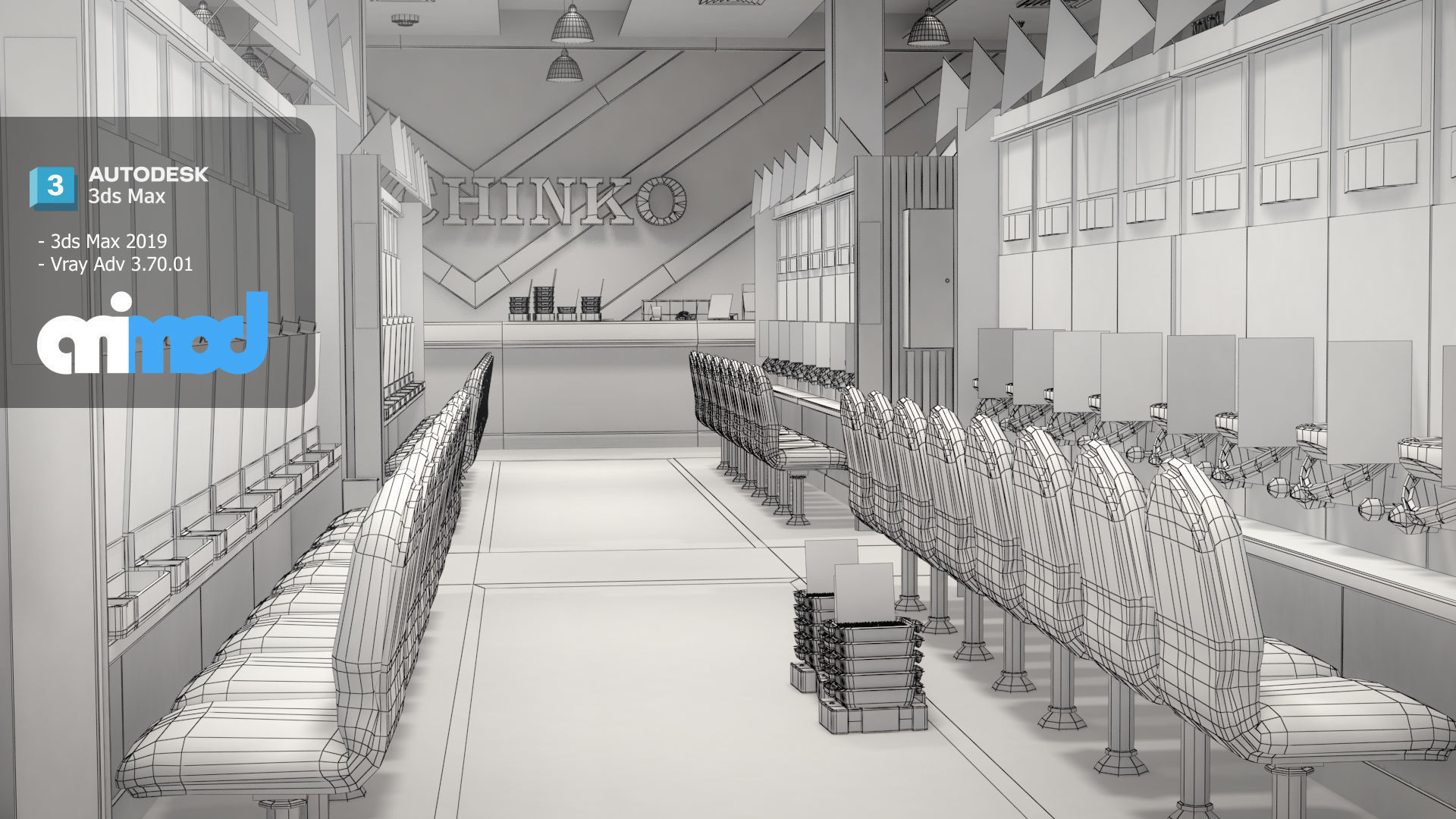 Pachinko Game Center 3D model_7