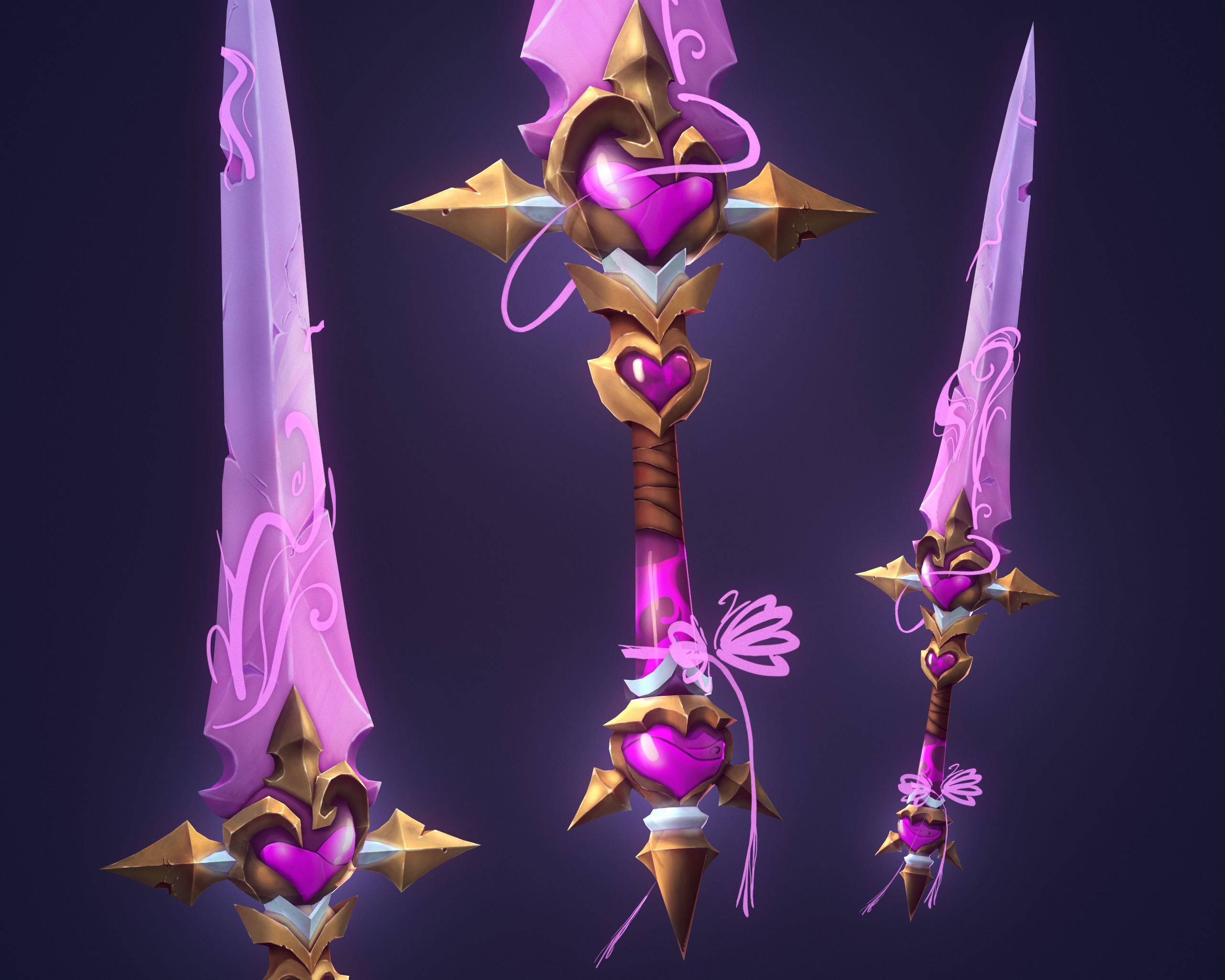 Heart Sword Low-poly 3D model_3