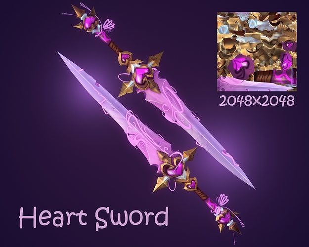 Heart Sword Low-poly 3D model