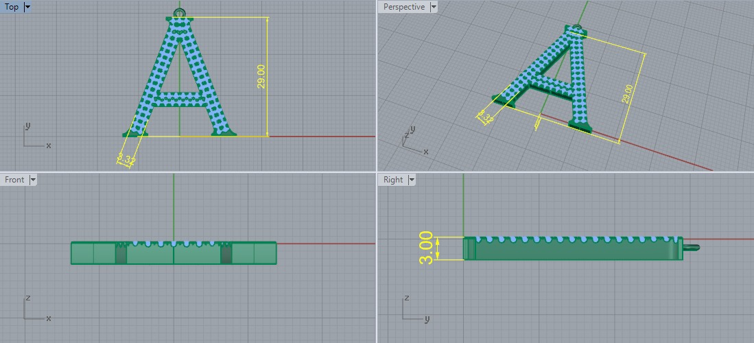 Pendant letter A Model 6249 3D print model_5