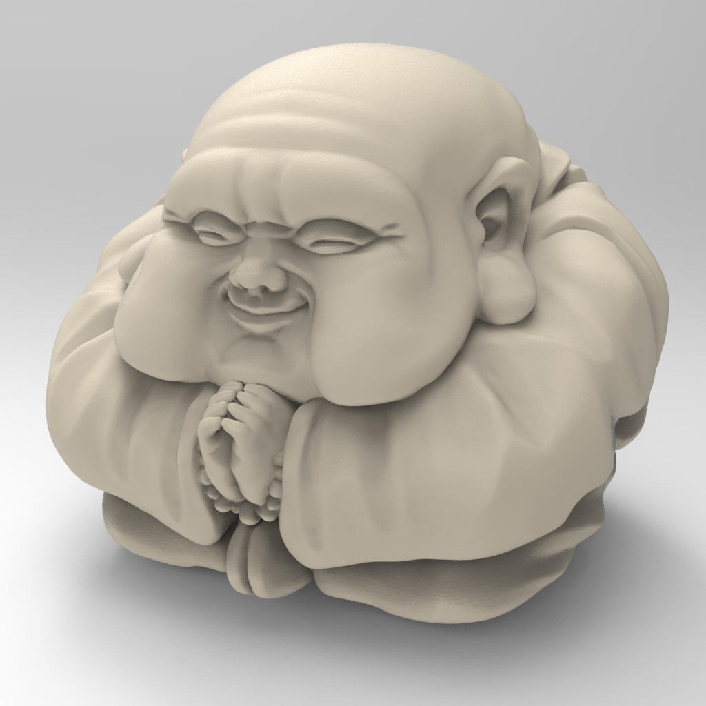 Cartoon Anime Monk Figure with Hands Together 3D print model_7