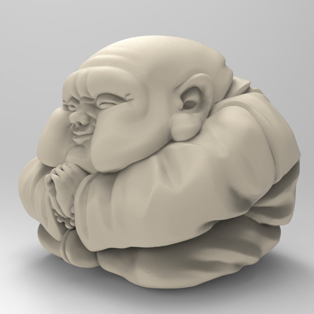 Cartoon Anime Monk Figure with Hands Together 3D print model_21