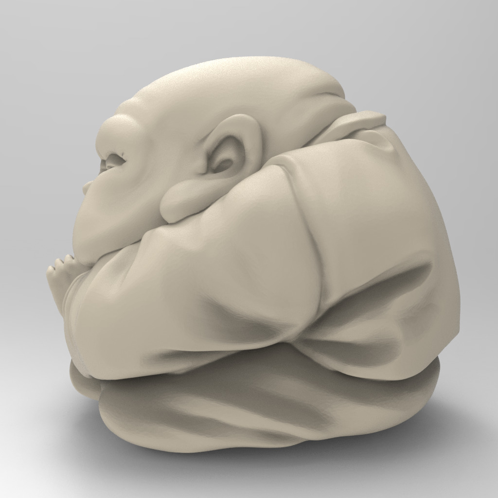 Cartoon Anime Monk Figure with Hands Together 3D print model_11