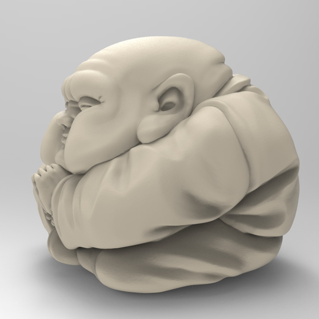 Cartoon Anime Monk Figure with Hands Together 3D print model_18