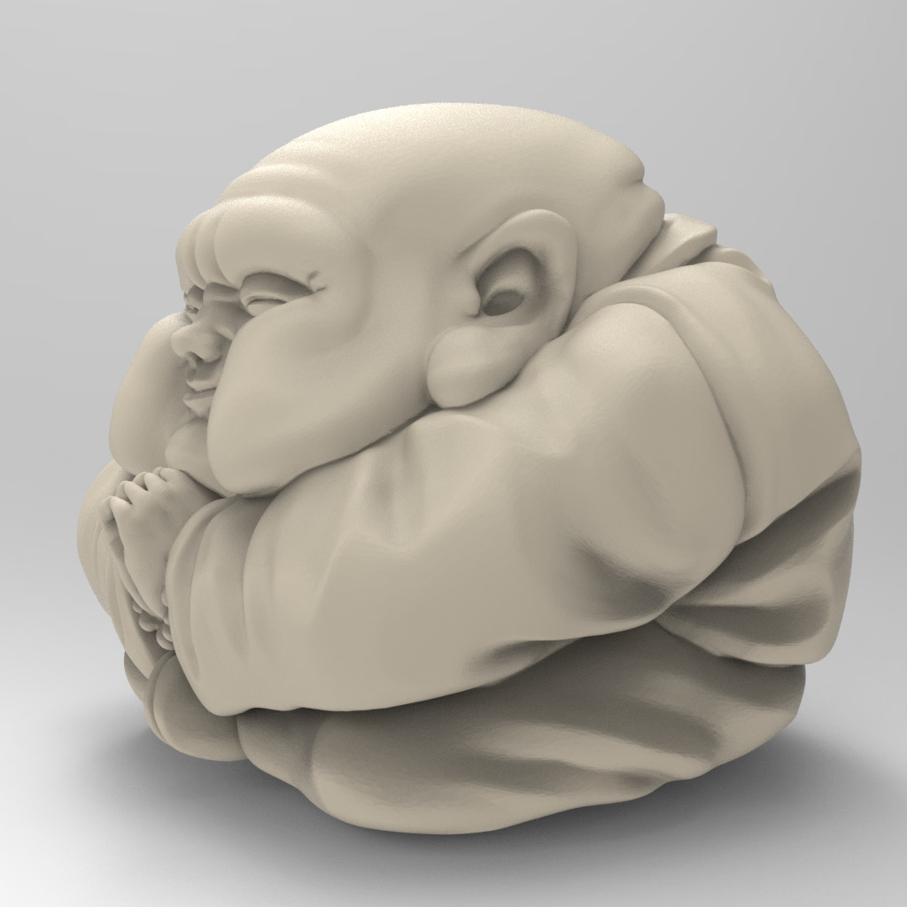Cartoon Anime Monk Figure with Hands Together 3D print model_15