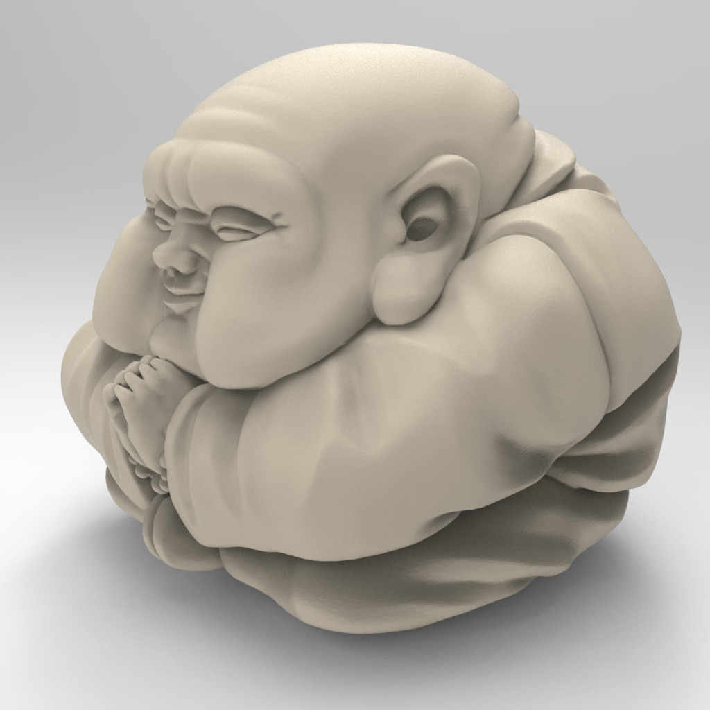 Cartoon Anime Monk Figure with Hands Together 3D print model_6