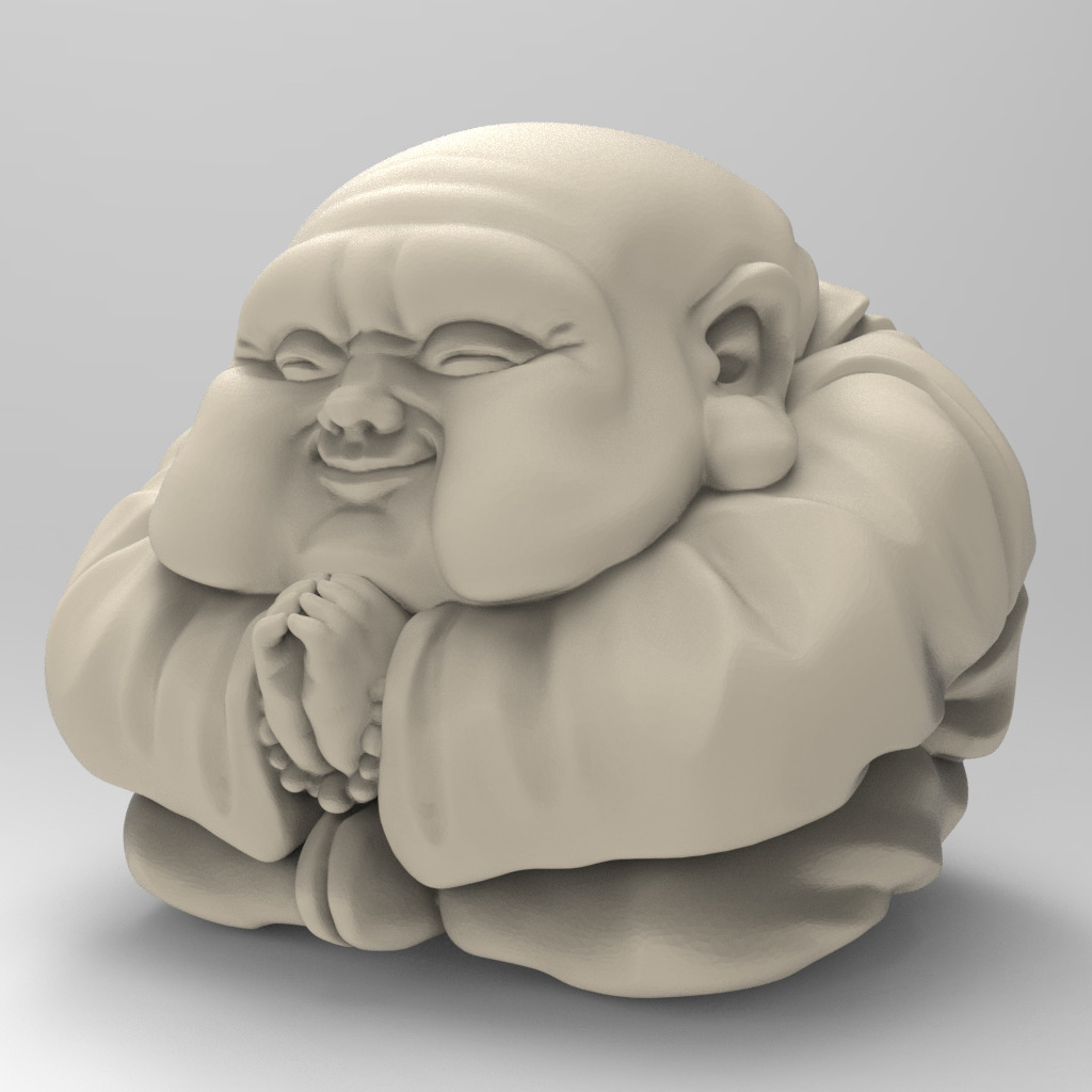 Cartoon Anime Monk Figure with Hands Together 3D print model_16