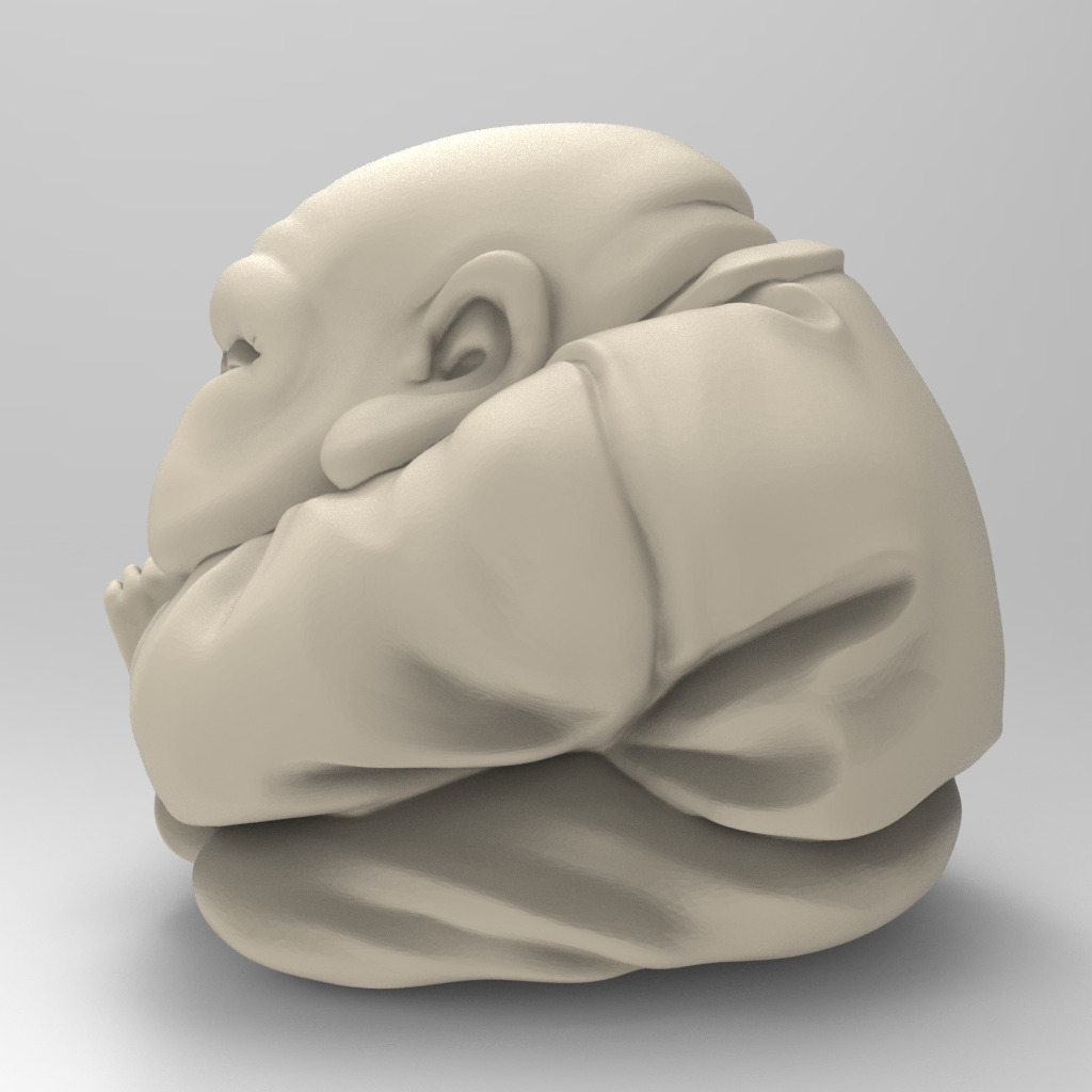 Cartoon Anime Monk Figure with Hands Together 3D print model_14