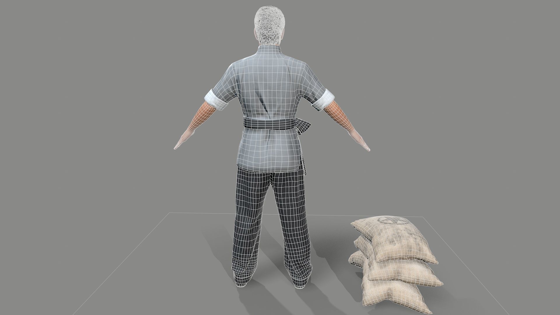 builder man carrying bag Low-poly 3D model_13