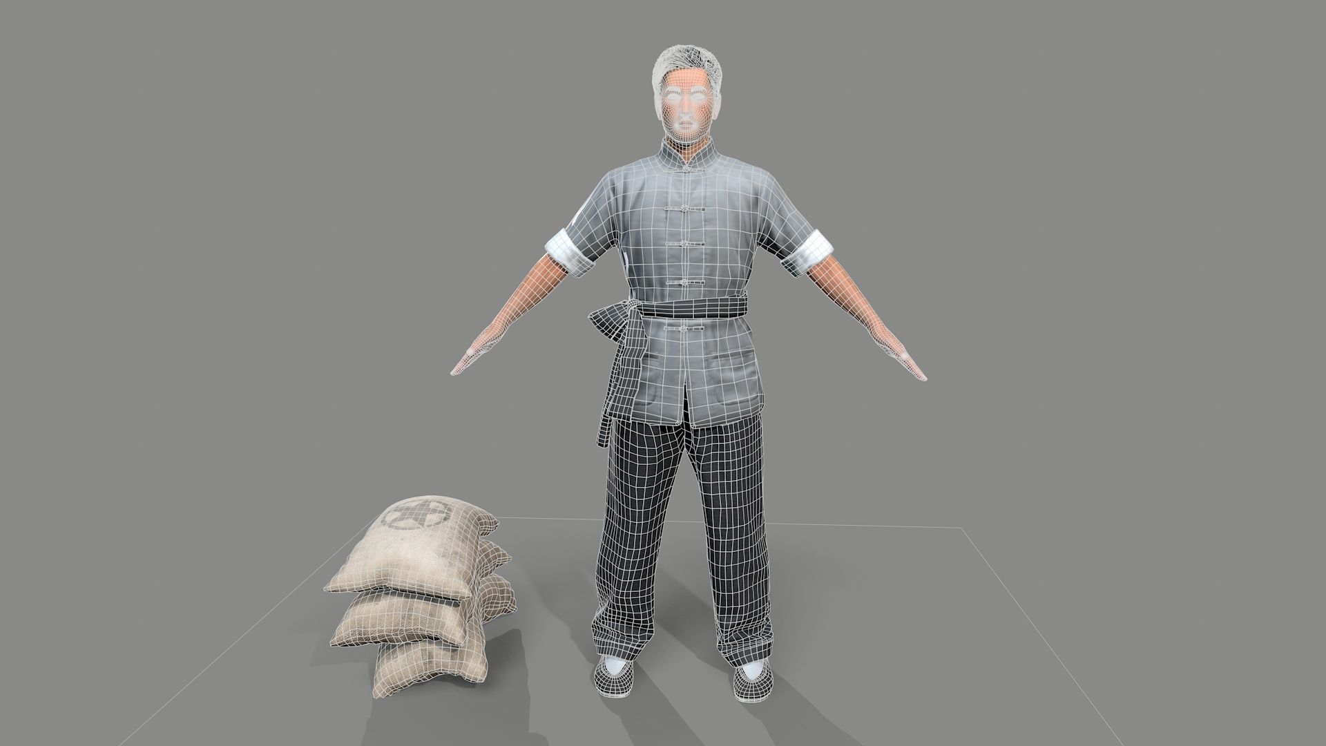 builder man carrying bag Low-poly 3D model_12