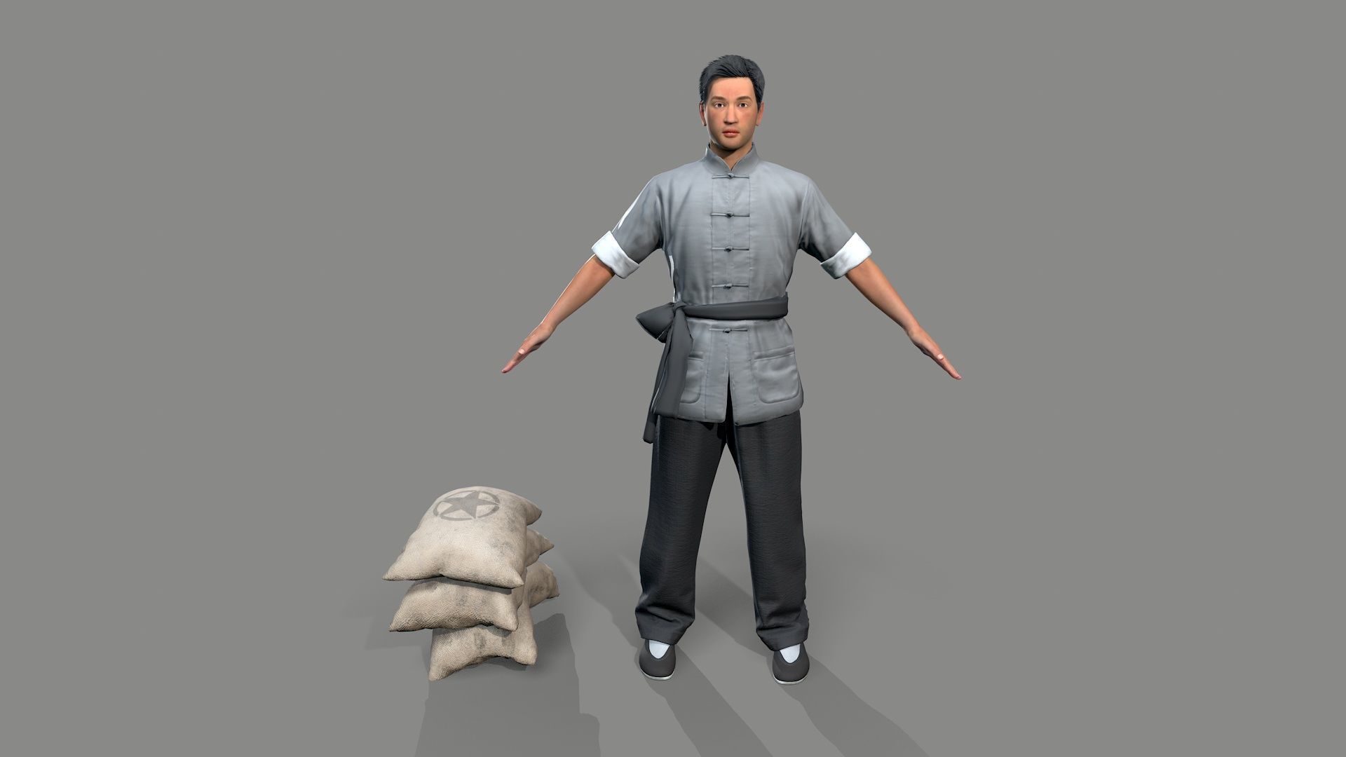 builder man carrying bag Low-poly 3D model_8