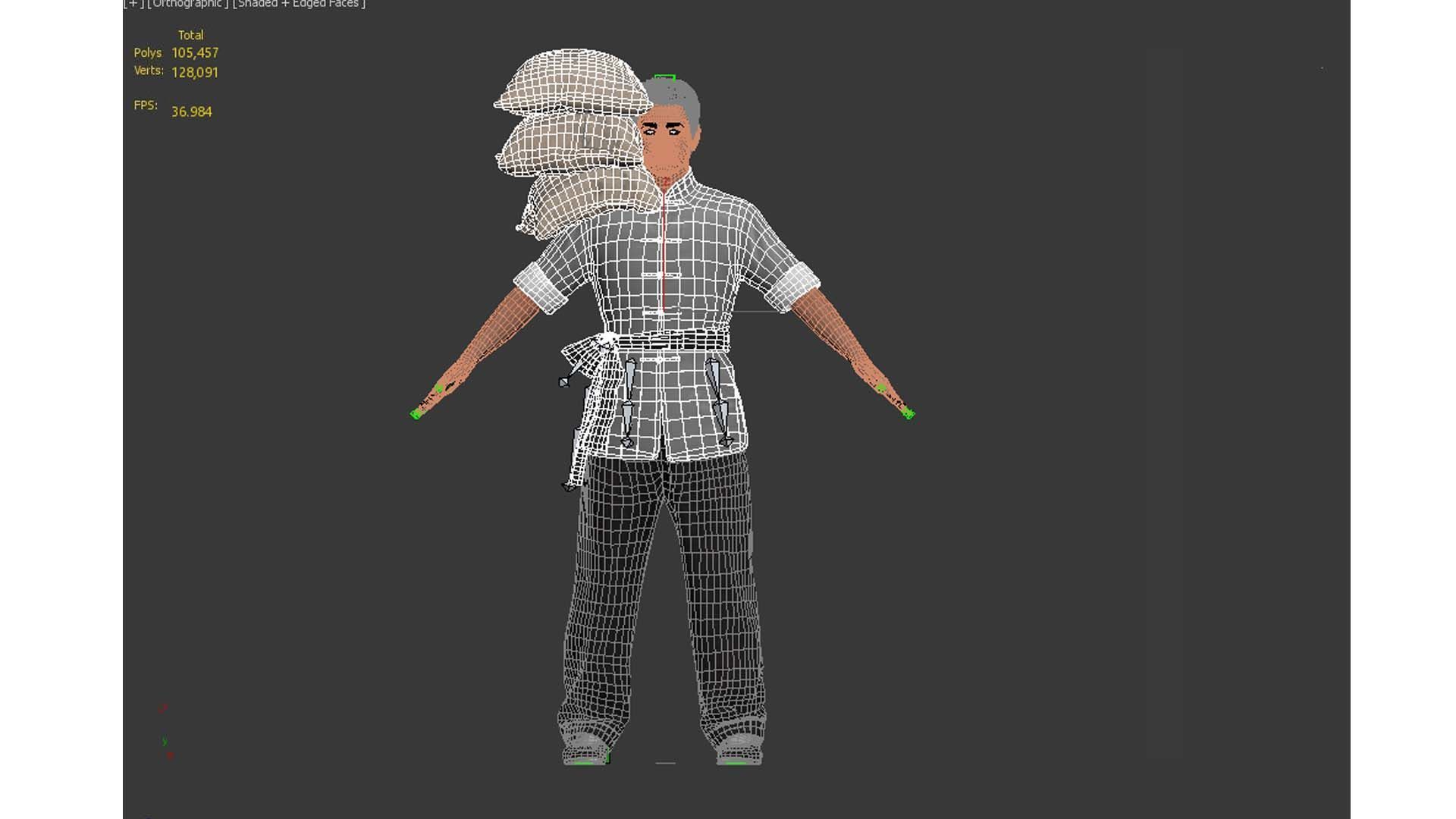 builder man carrying bag Low-poly 3D model_14