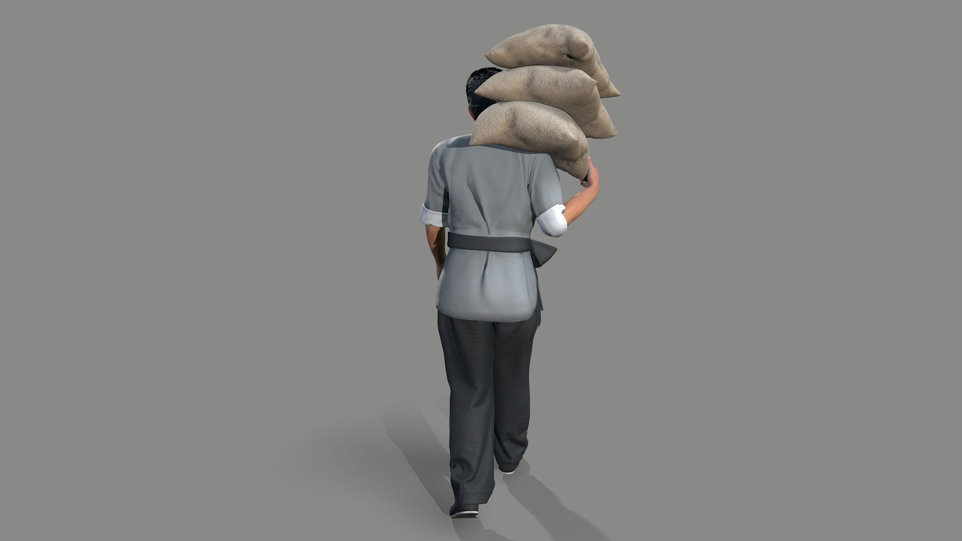 builder man carrying bag Low-poly 3D model_3