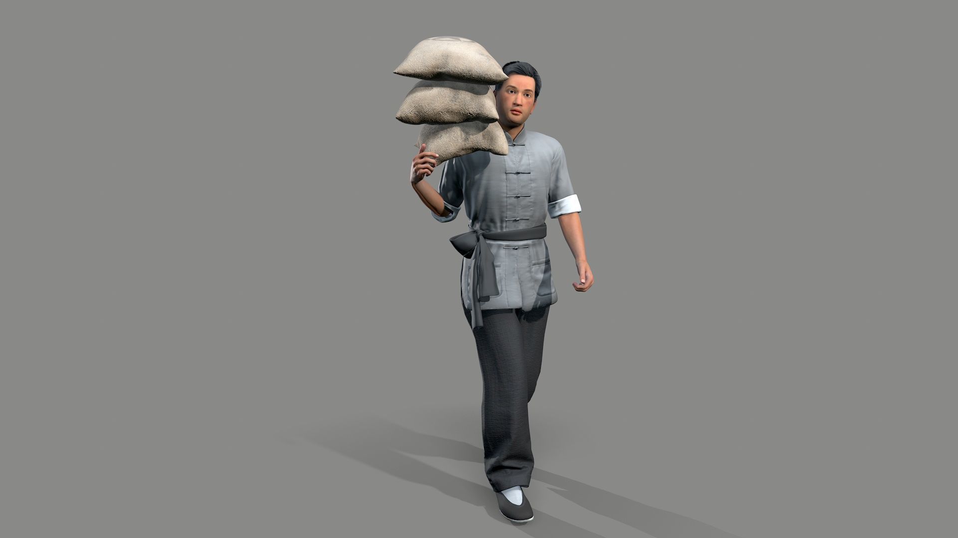 builder man carrying bag Low-poly 3D model_6