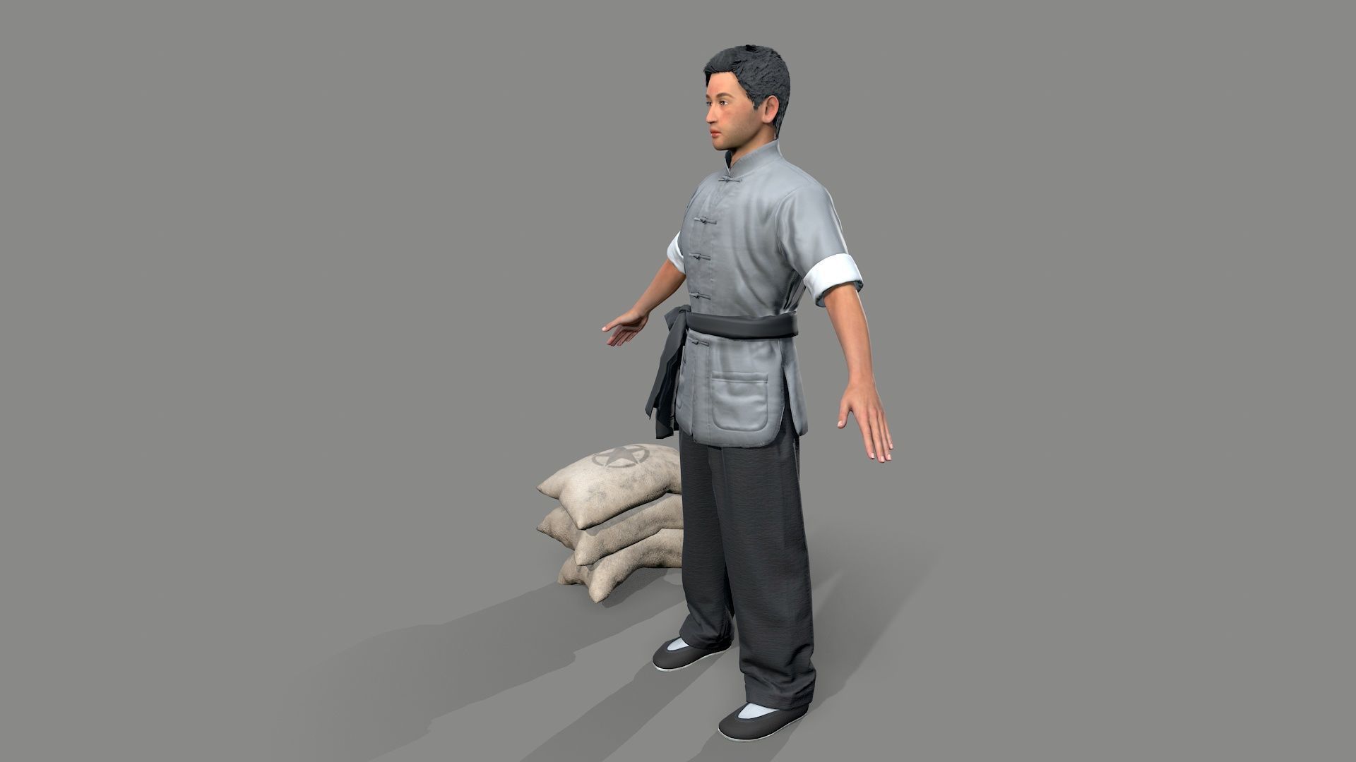 builder man carrying bag Low-poly 3D model_9