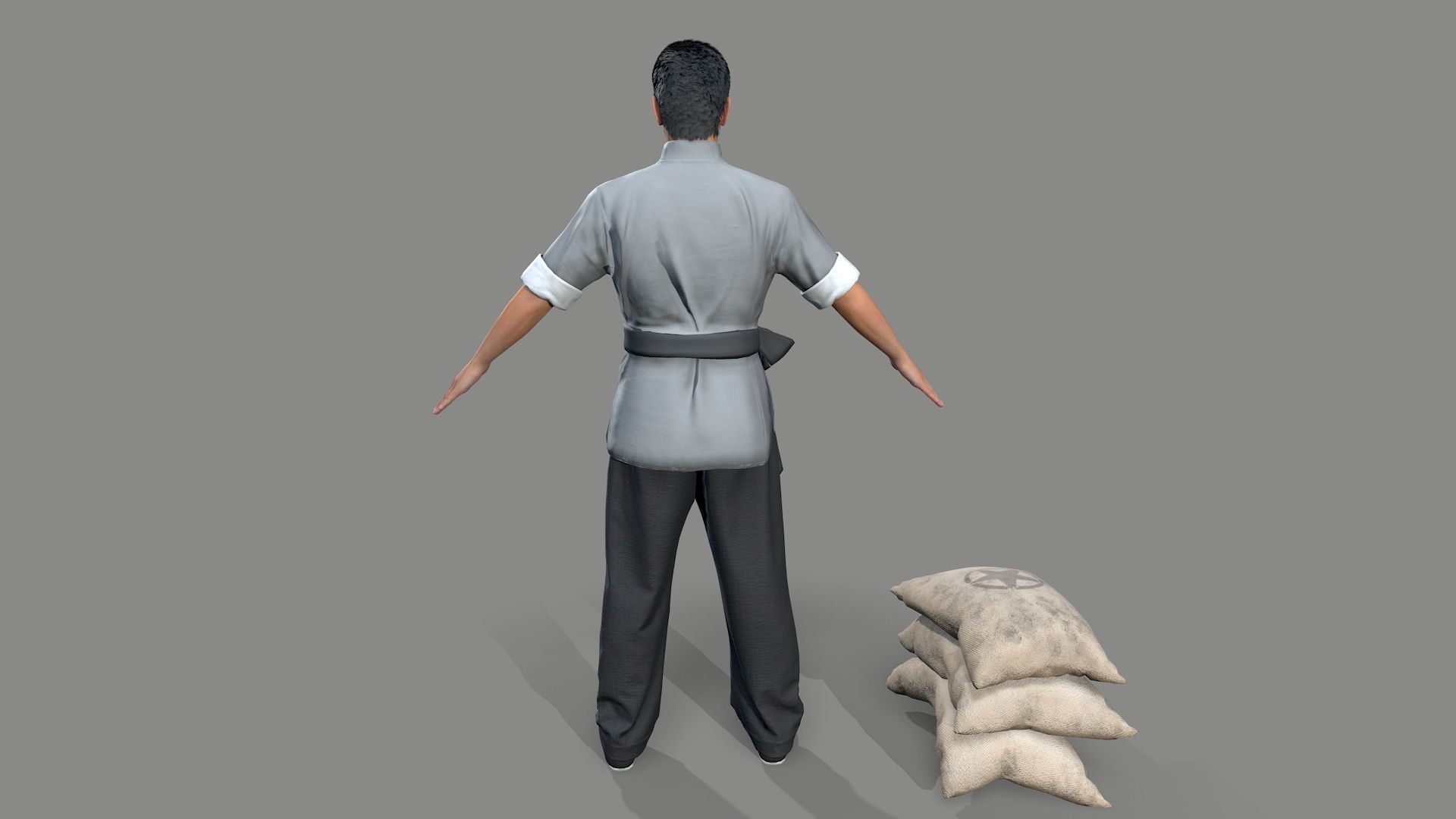 builder man carrying bag Low-poly 3D model_10