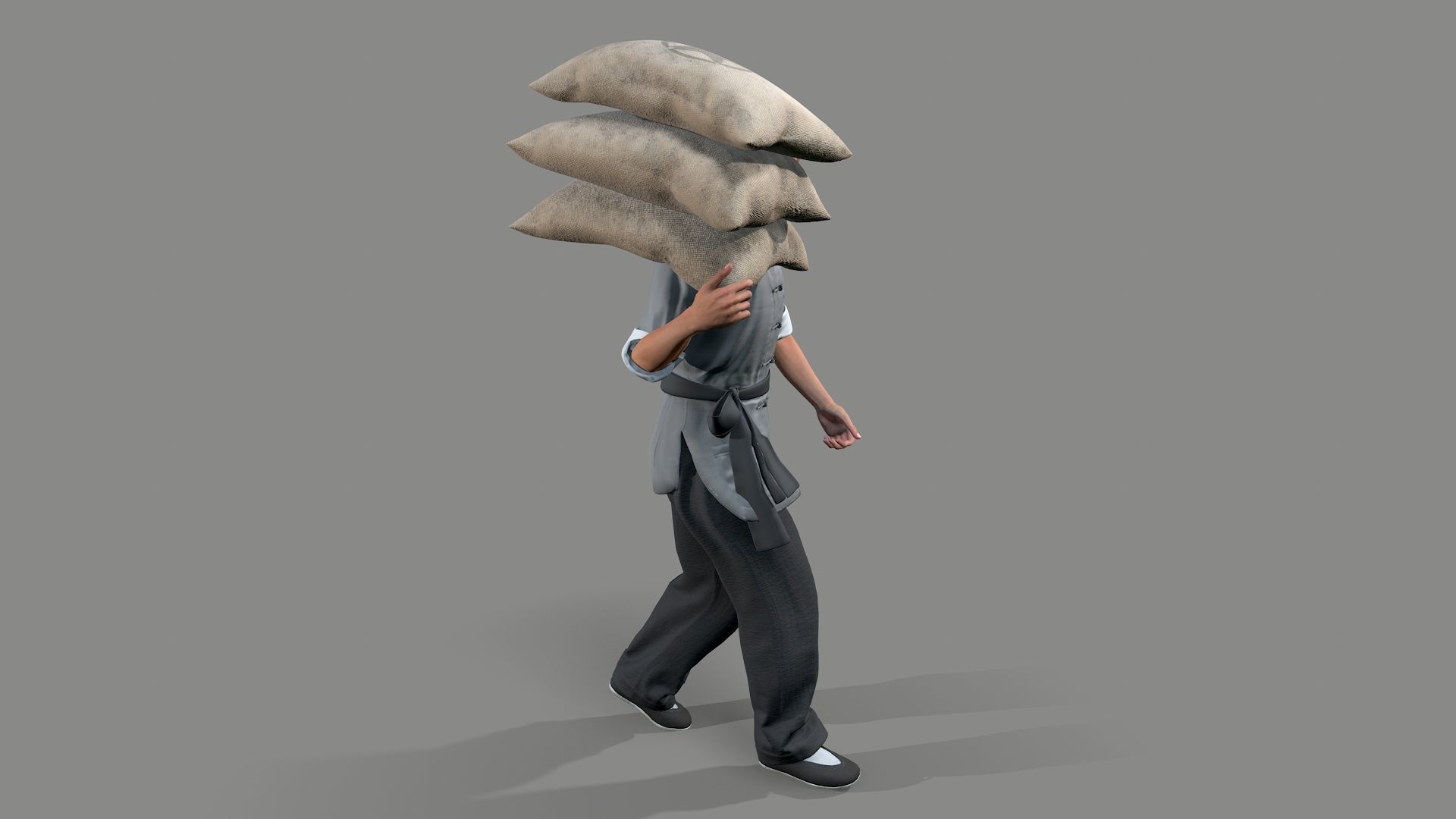 builder man carrying bag Low-poly 3D model_2