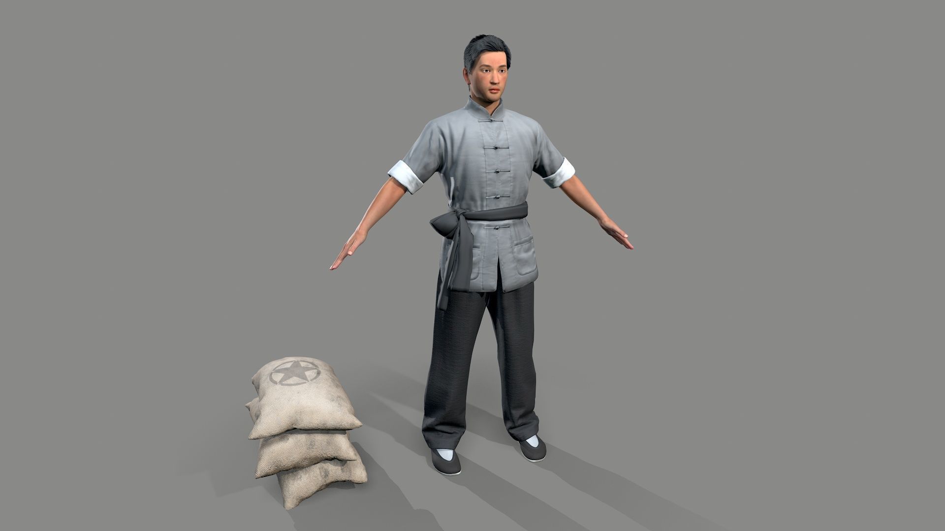 builder man carrying bag Low-poly 3D model_11