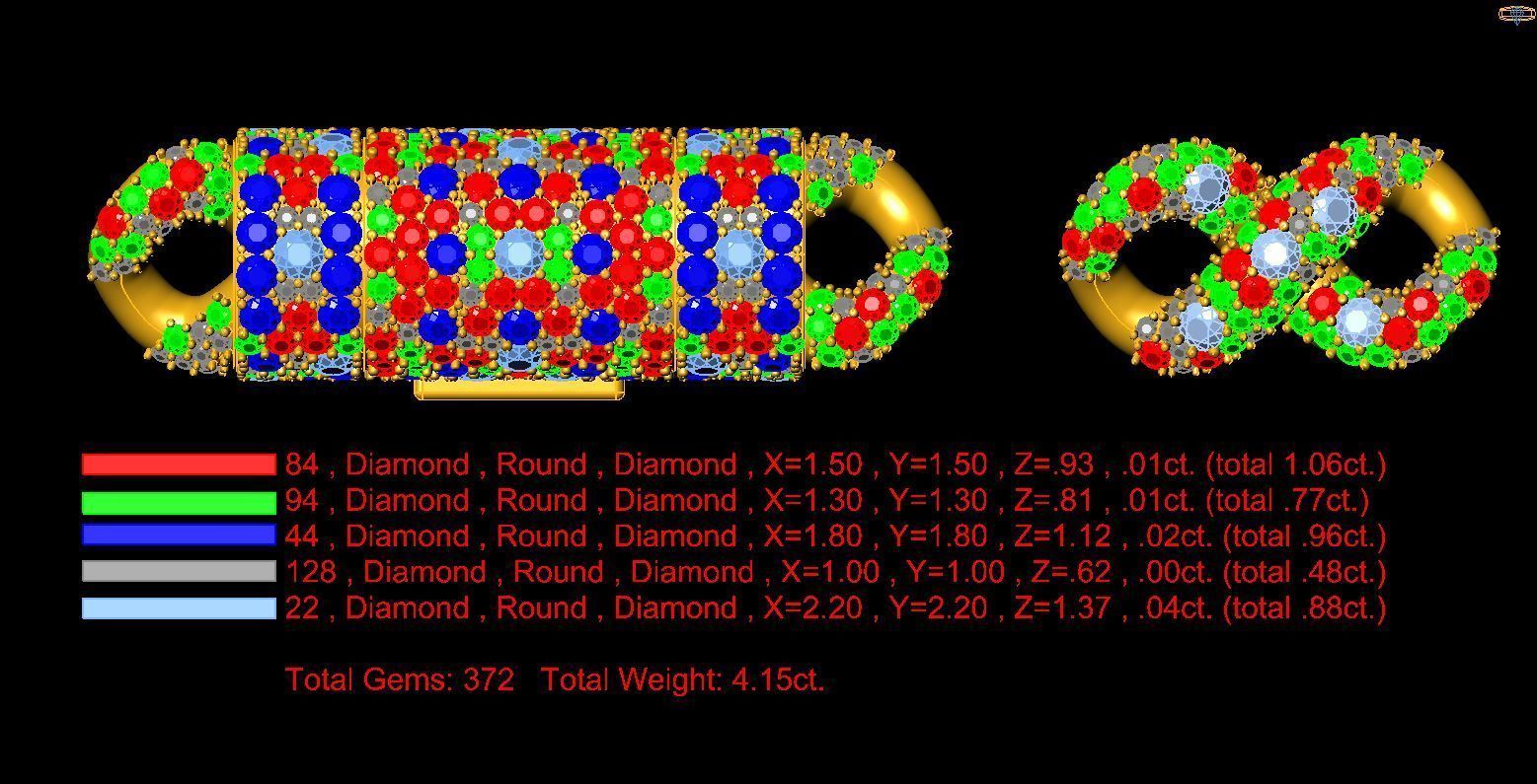 Infinity chain link 10mm Mosaic Setting diamond 3D model_6