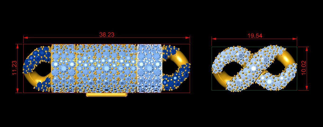 Infinity chain link 10mm Mosaic Setting diamond 3D model_3