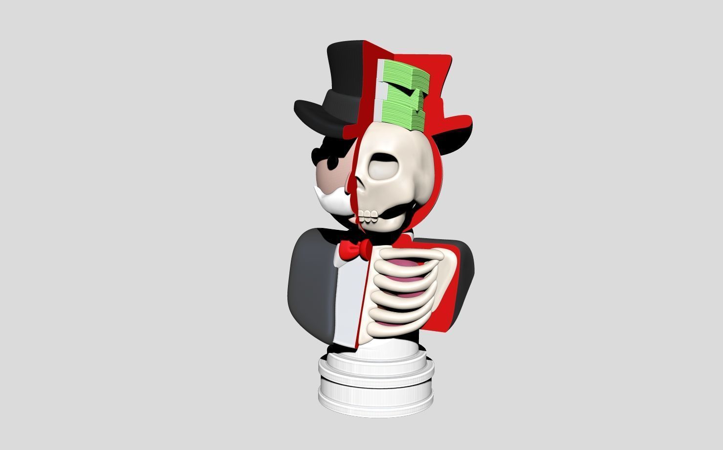 Mr monopoly anatomy bust 3D print model_2